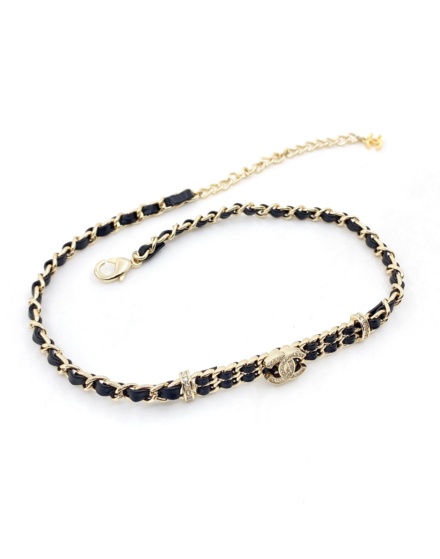 Chanel Leather Choker 18K Gold Necklace