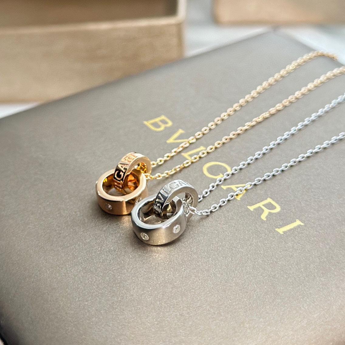 Bvlgari Two Rings 18K Gold Necklace