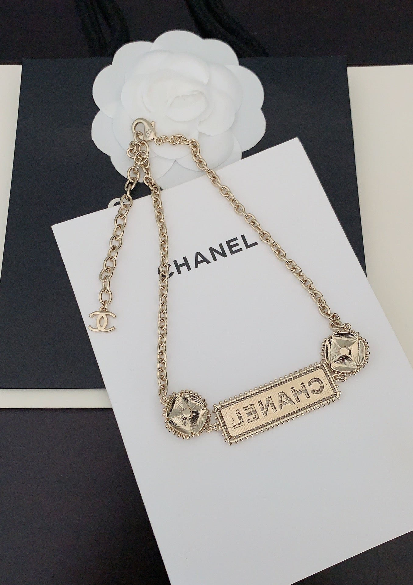 Chanel Resin Diamonds 18K Gold Necklace