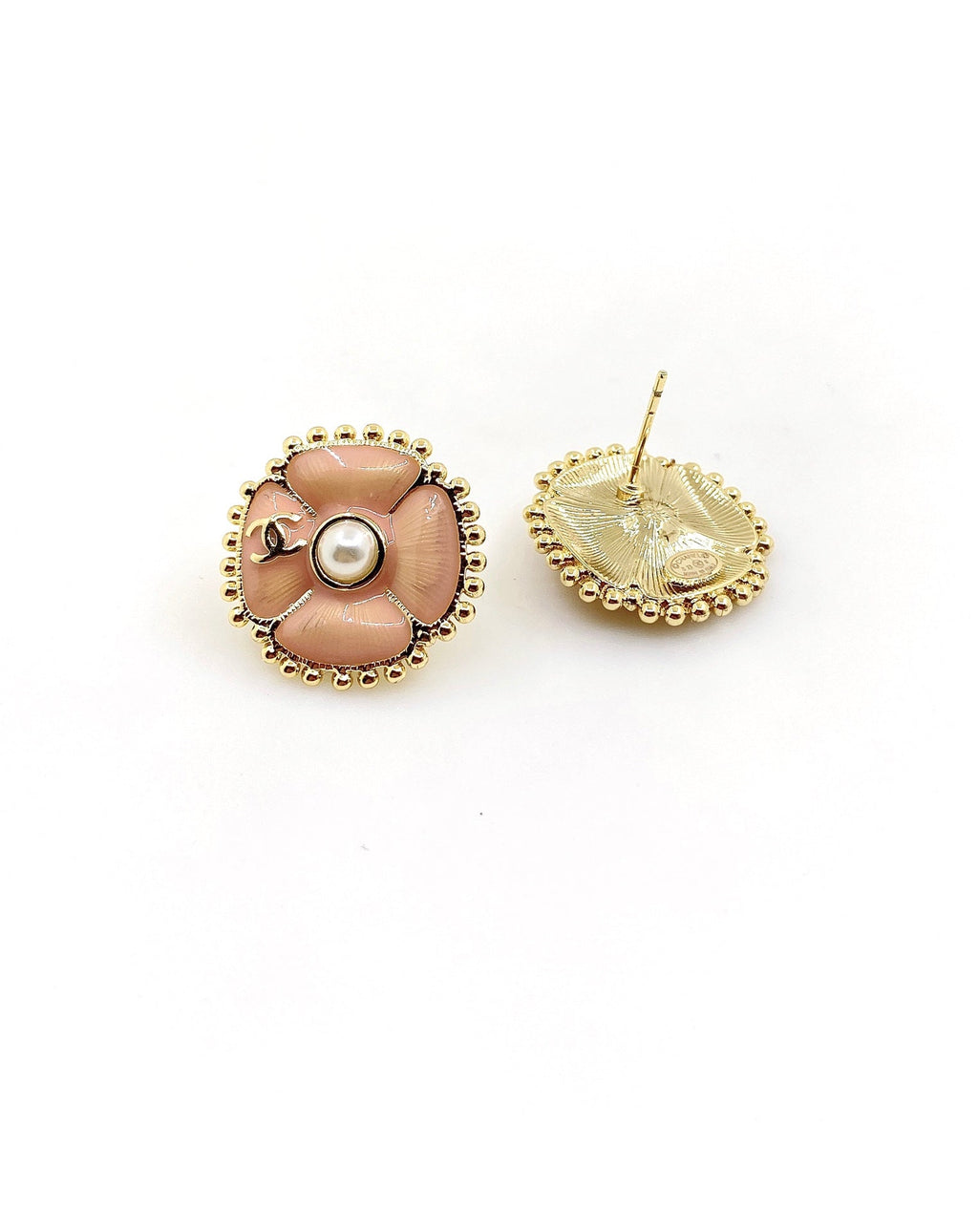 Chanel Pink Pearl 18K Gold Earrings