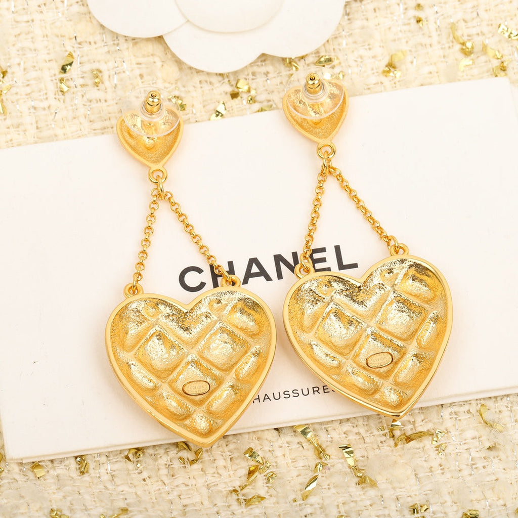 Chanel Coco Crush Heart Pendant 18K Gold Earrings