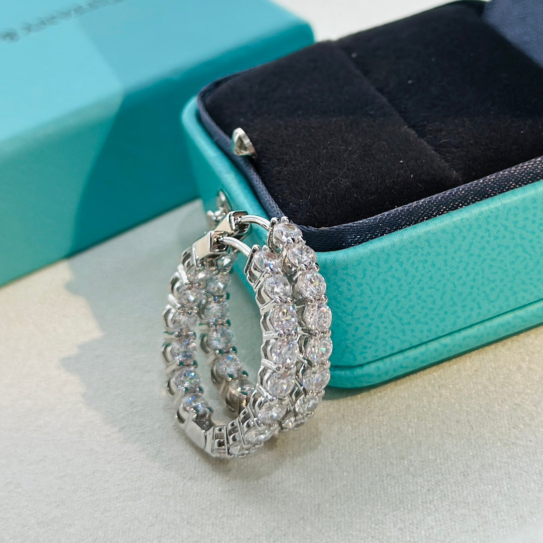 Tiffany Hoop Diamonds 18K Gold Earrings