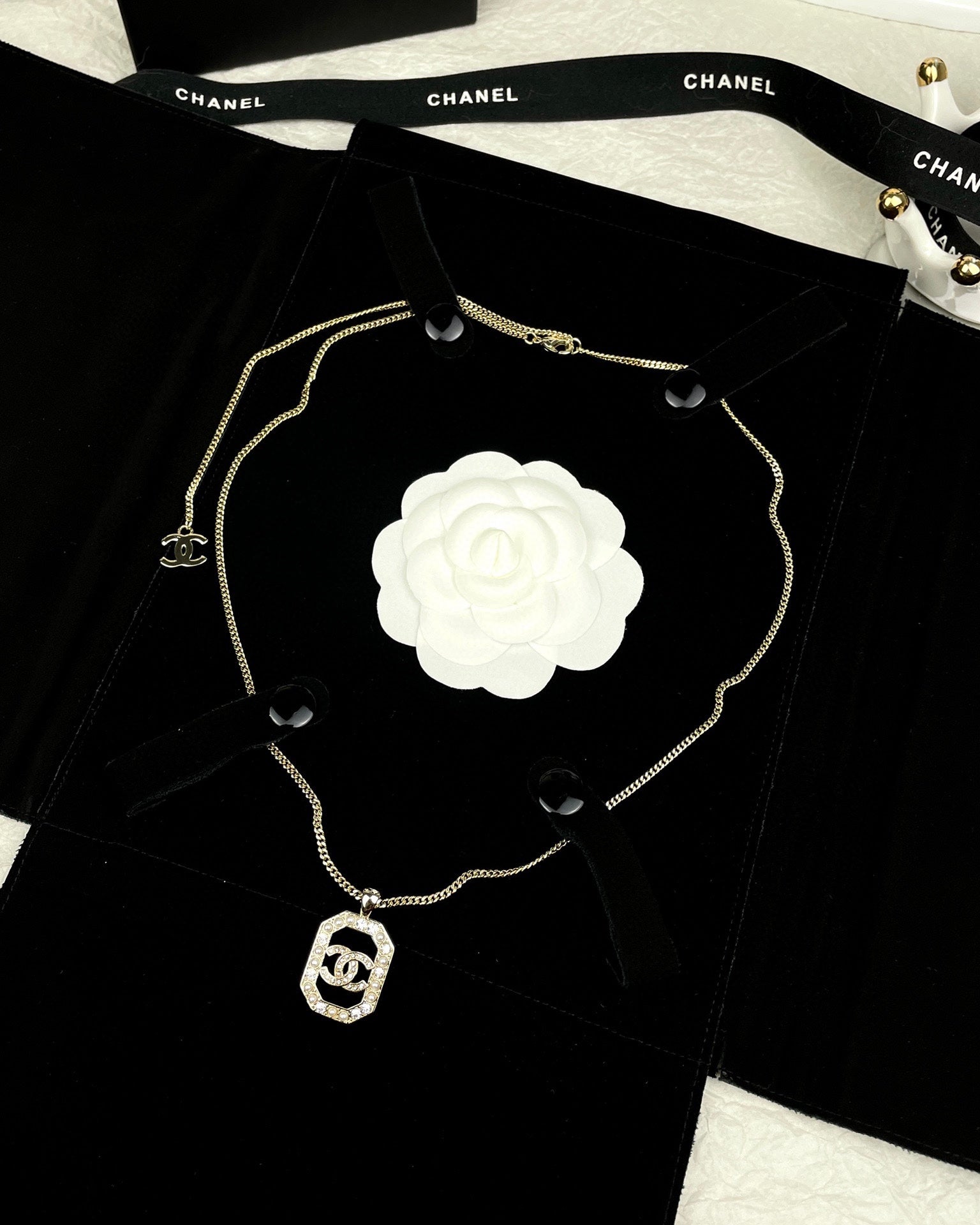 Chanel Perfume Bottle Chain 18K Gold Necklace