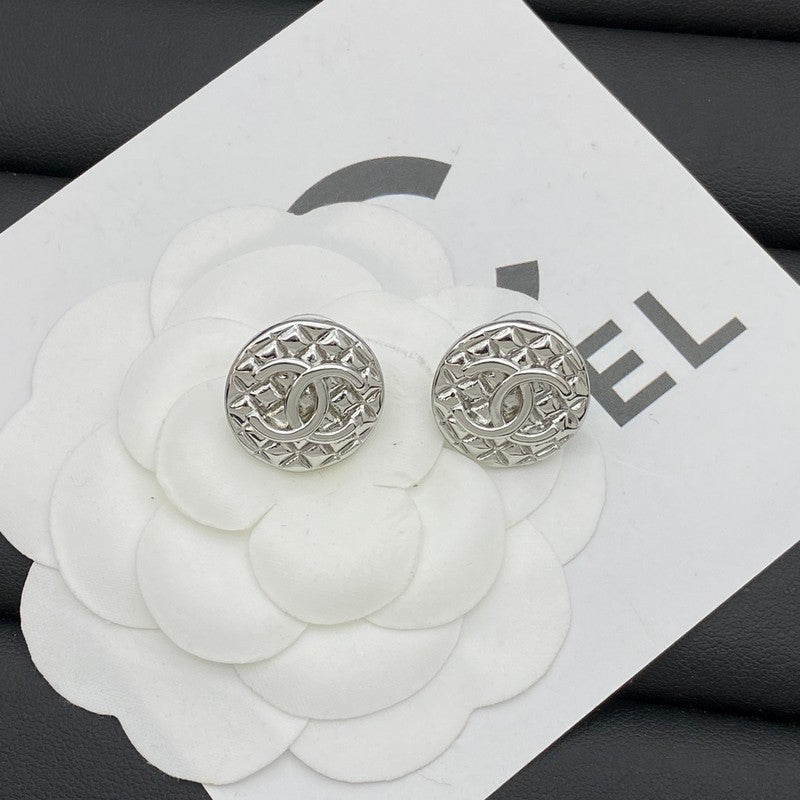 Chanel Round 18K White Gold Earrings