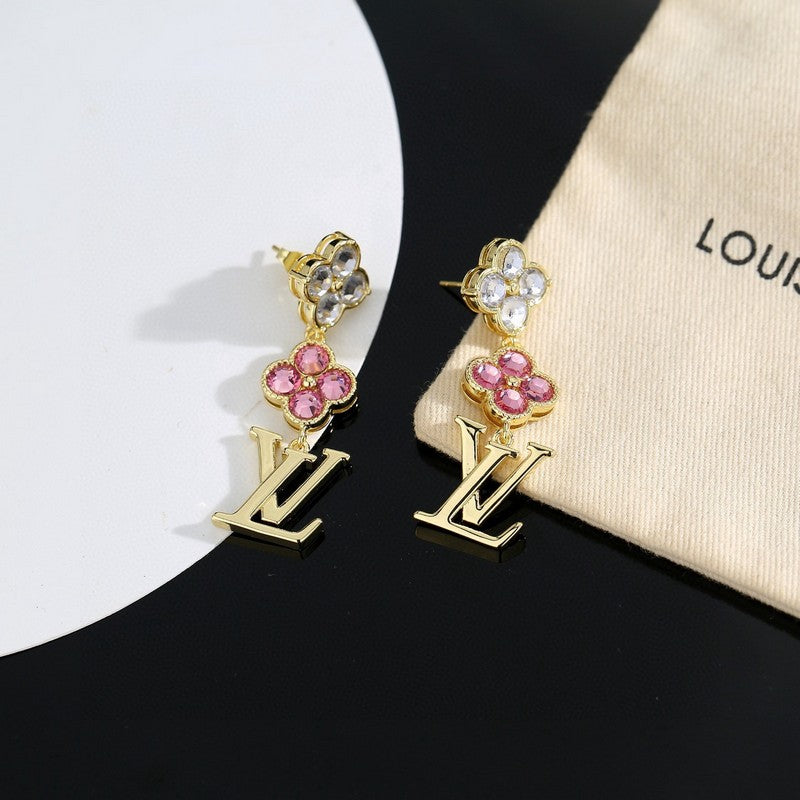 Louis Vuitton Iconic Pink Crystal 18K Gold Earrings