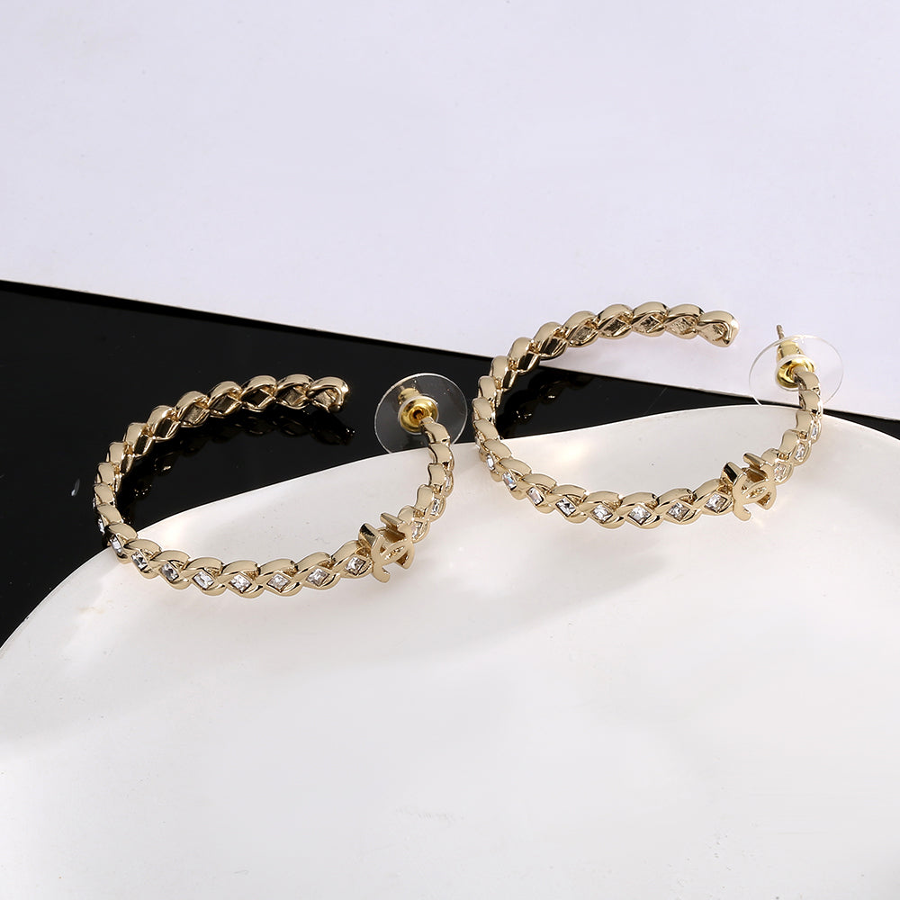 Chanel Crystal 18K Gold Earrings
