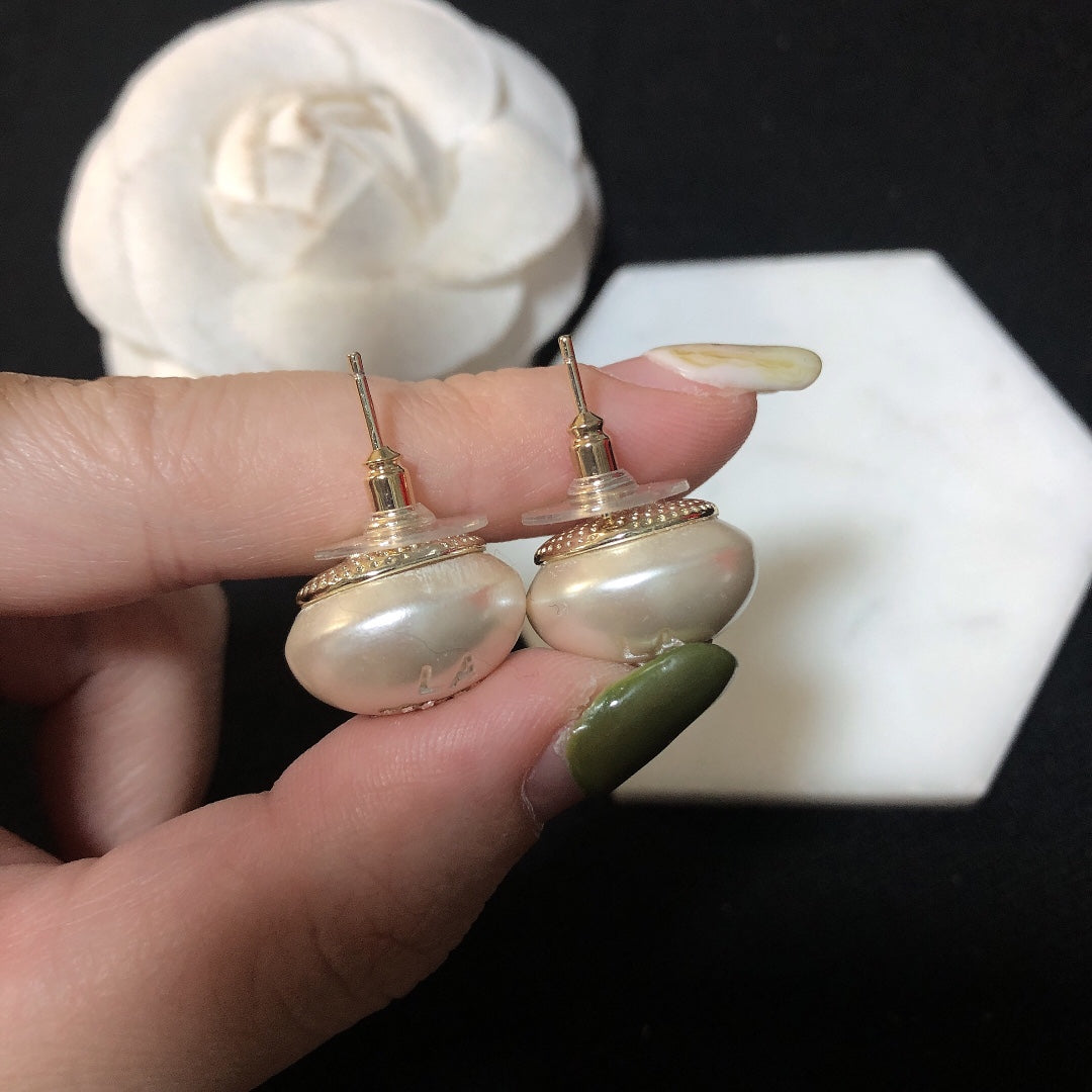 Chanel Pearl 18K Gold Earrings