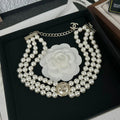 Chanel Choker Pearl Chain 18K Gold Necklace