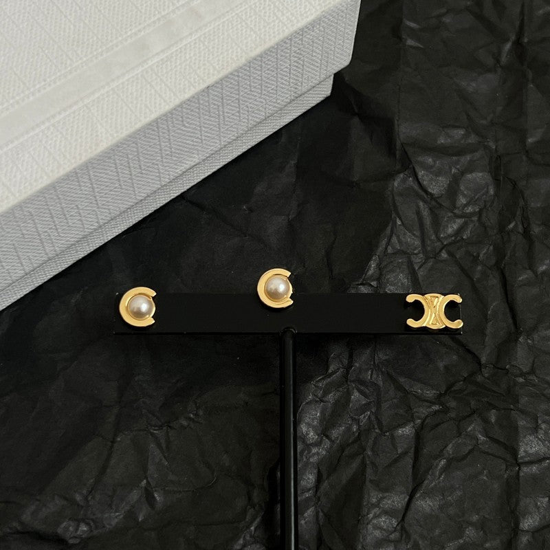 Celine Pearl Gold 18K Gold Earrings