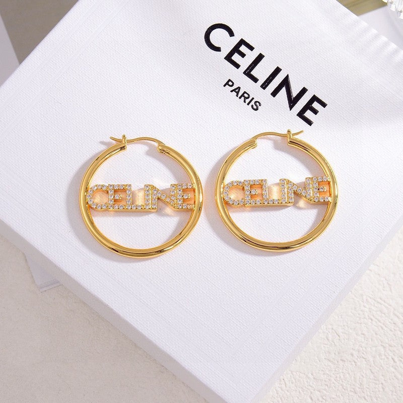 Celine Celine Diamond 18K Gold Earrings