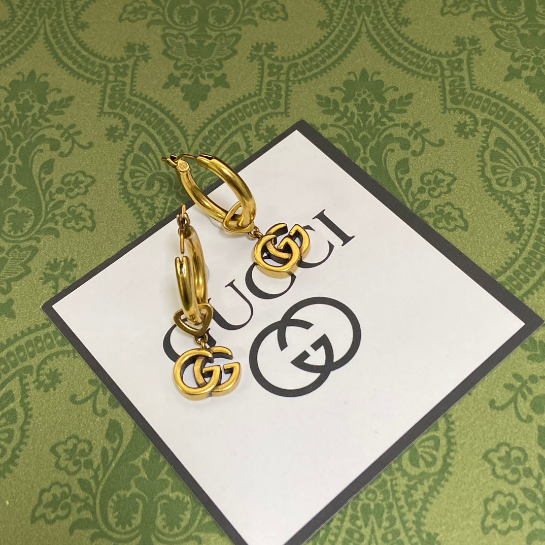 Gucci Double Hollow 18K Gold Earrings