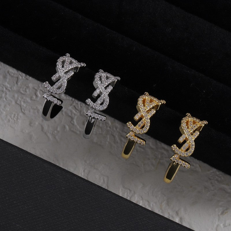 YSL Gold Diamond Circle 18K Gold Earrings