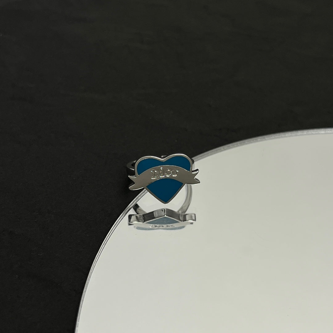 Dior Blue Heart 18K Gold Ring