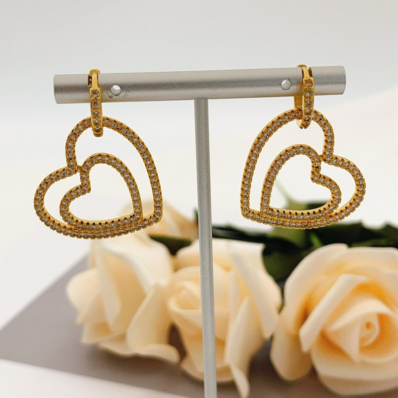 Tiffany Heart Diamond 18K Gold Earrings