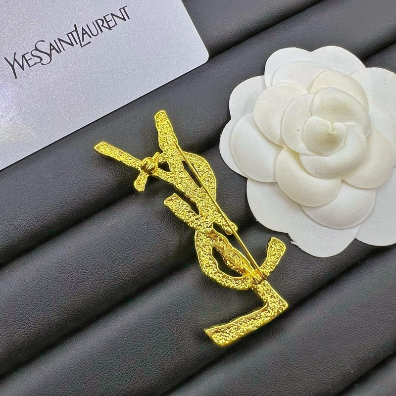 YSL Crystal 18K Gold Brooch