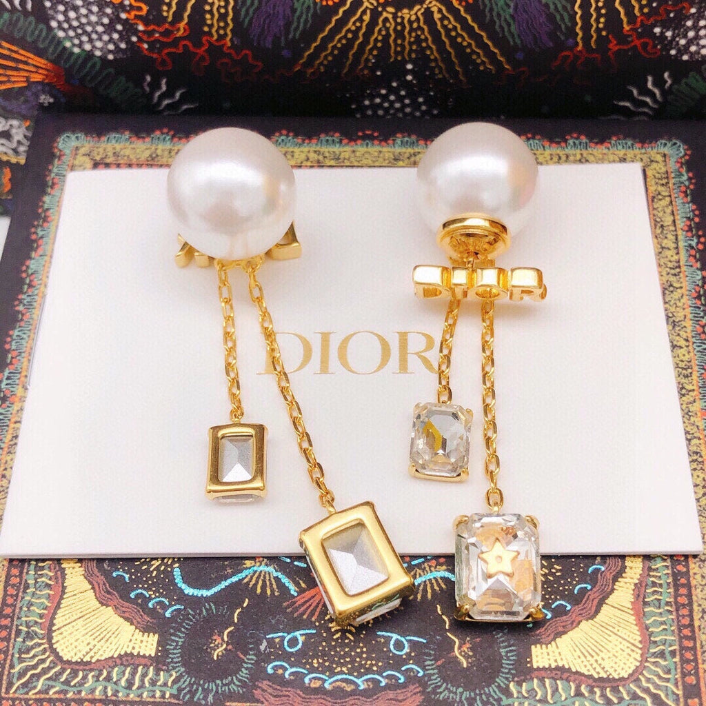 Dior Tassel Crystal Star 18K Gold Earrings