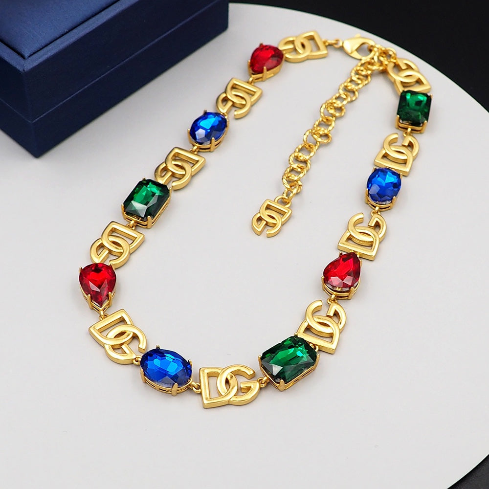 DG Crystals Choker 18K Gold Necklace