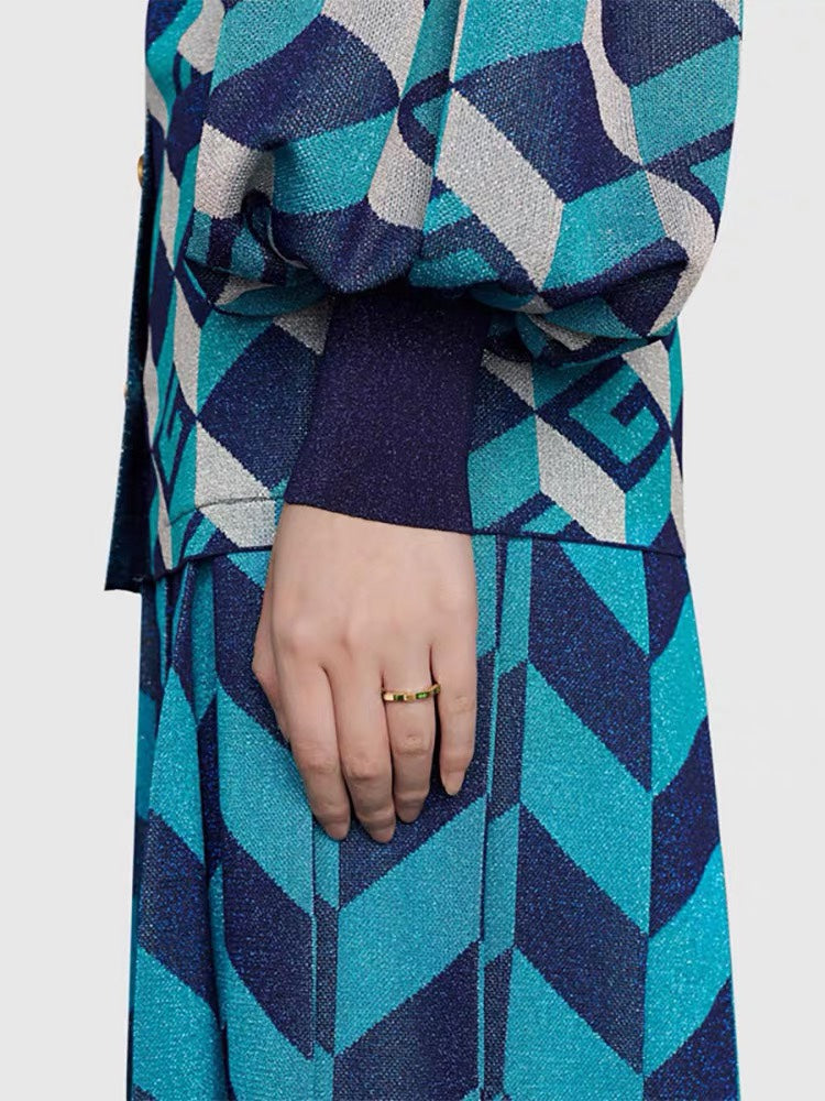 Gucci Double Link To Love Tormaline Green And Diamond 18K Gold Ring