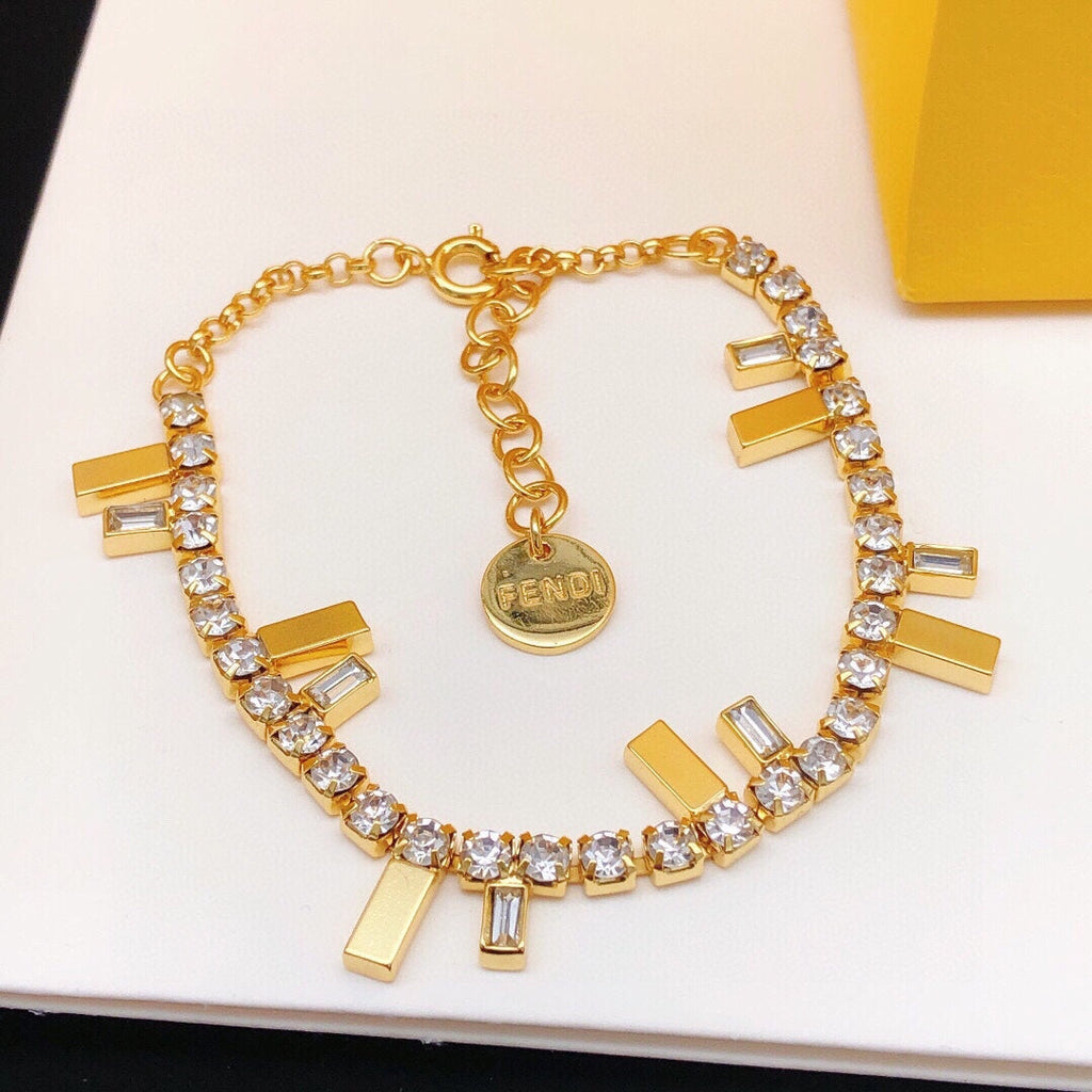 Fendi Is Crystals 18K Gold Bracelet