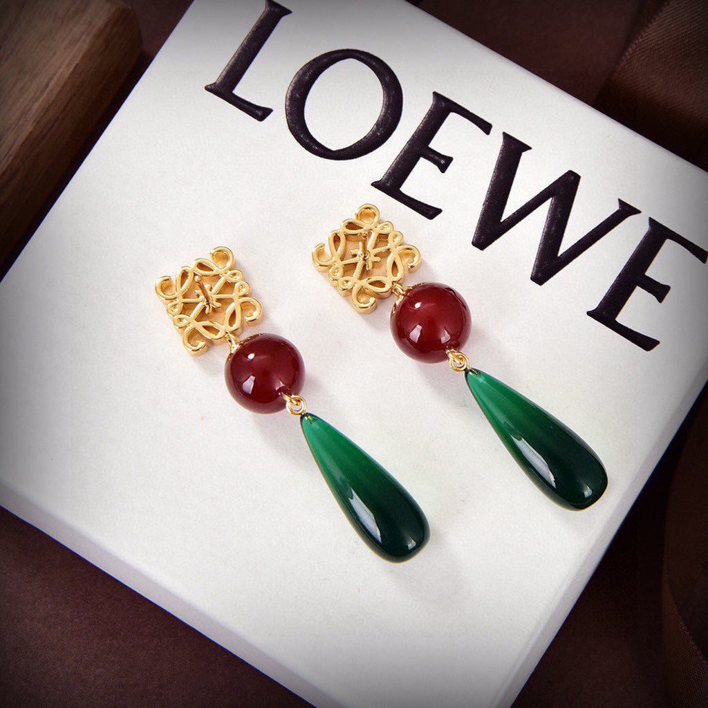 LOEWE Anagram Color Crystals 18K Gold Earrings