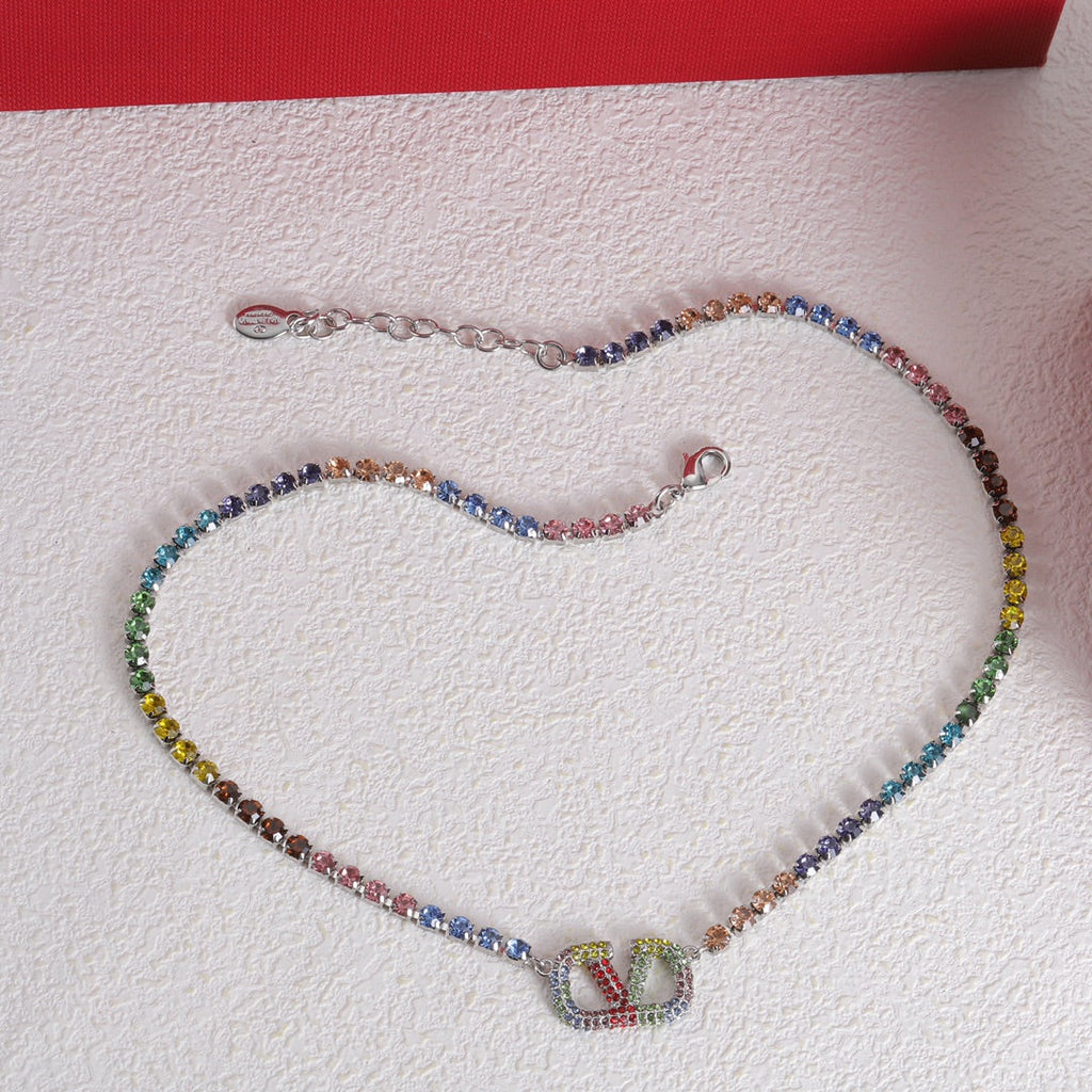 Valentino Multi-Color Crystals 18K Gold Necklace