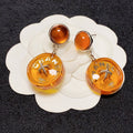 Chanel Orange Pendant 18K Gold Earrings