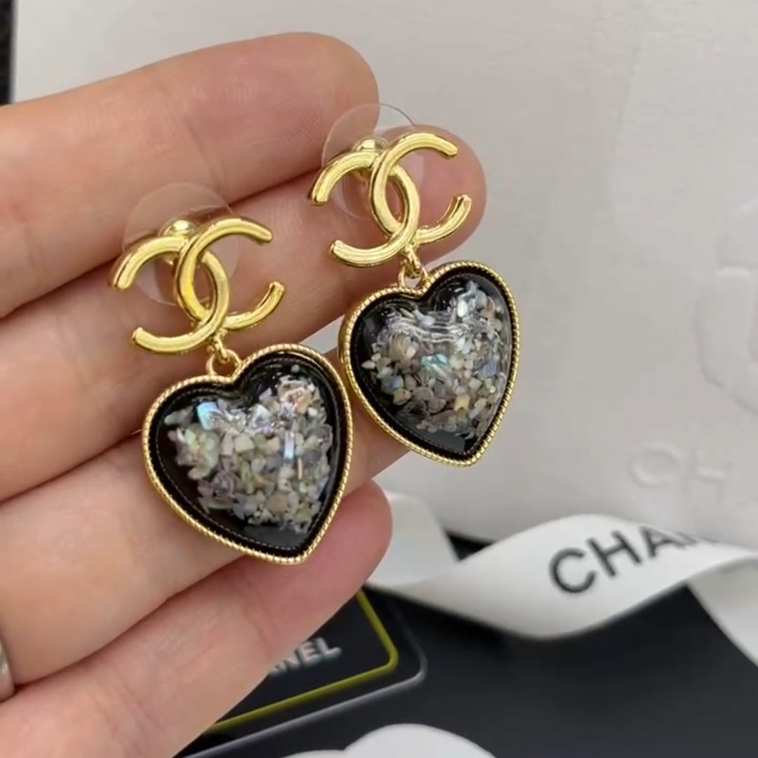 Chanel Multi-Color Crystals Heart 18K Gold Earrings