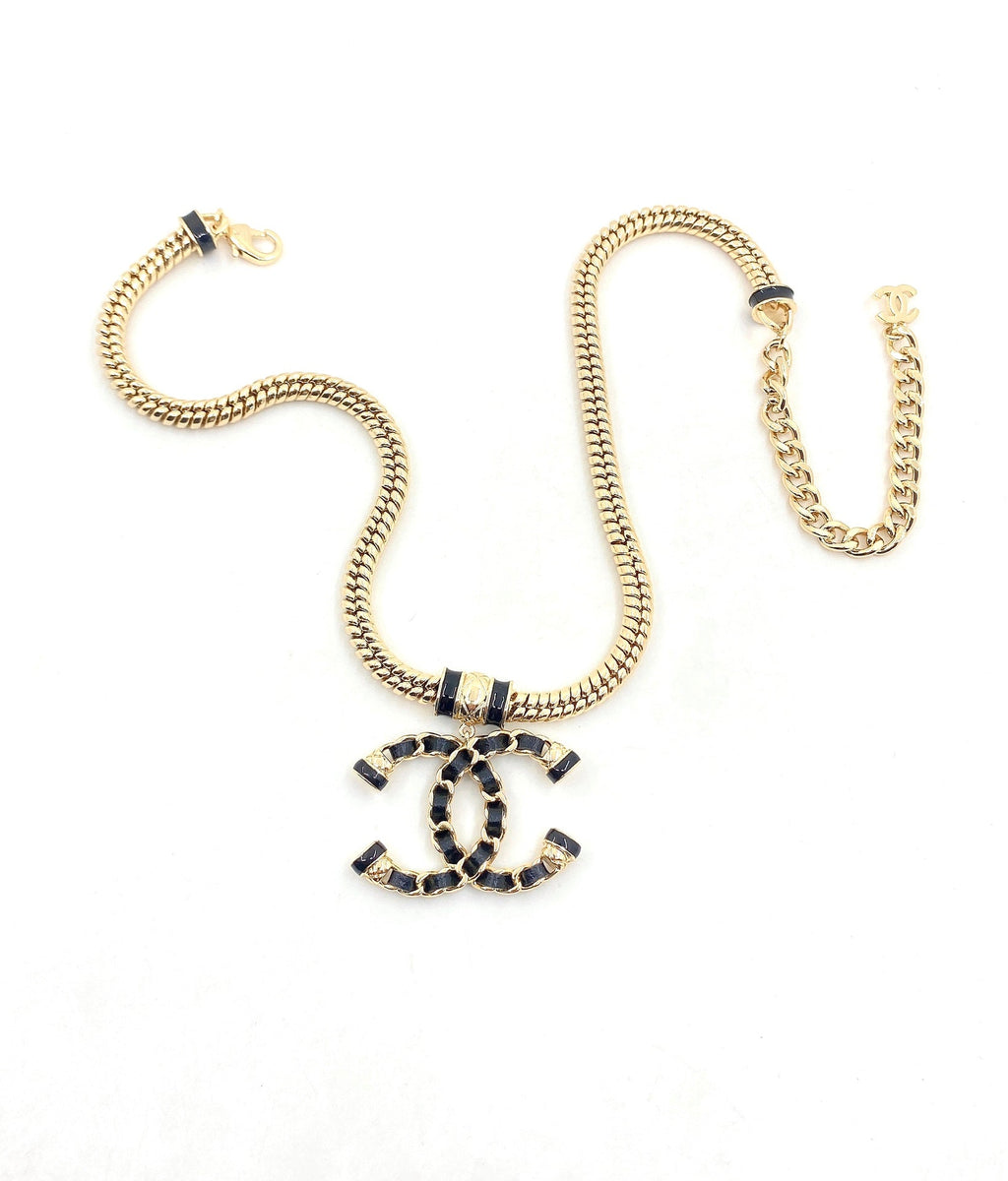 Chanel Leather Chain 18K Gold Necklace