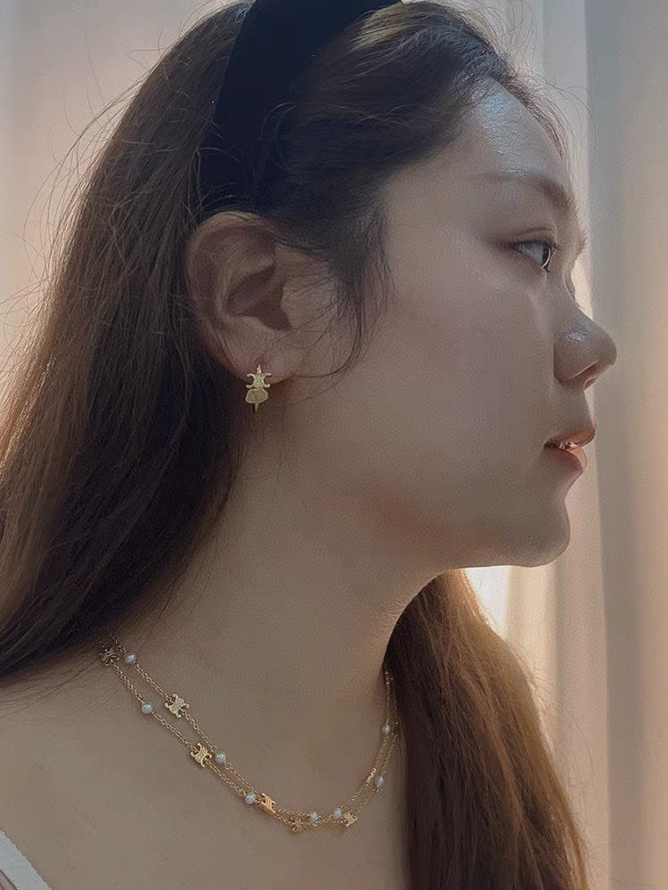 Celine Pearl Double 18K Gold Necklace