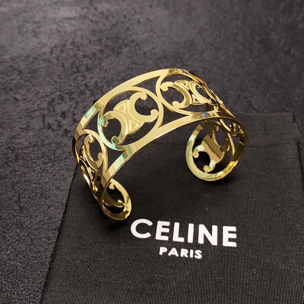 Celine Open Cuff 18K Gold Bracelet