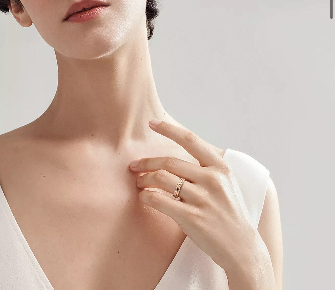 Tiffany Narrow Pave Diamond 18K Gold Ring