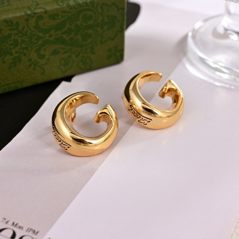 Gucci Double GucciLogo 18K Gold Earrings