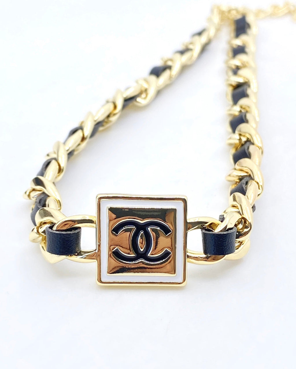 Chanel Leather 18K Gold Necklace