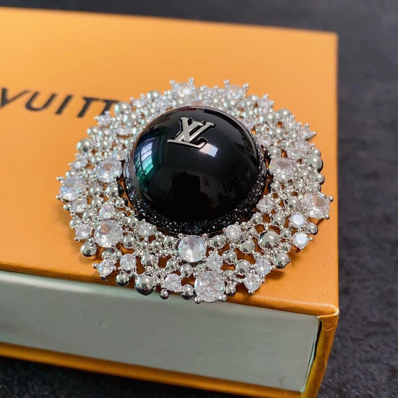 Louis Vuitton Black Ball 18K Gold Brooch