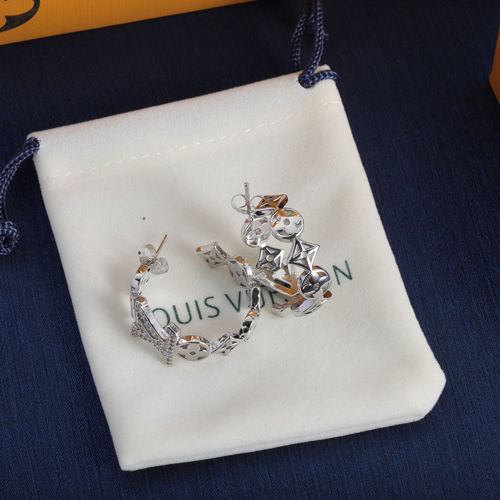 Louis Vuitton Script Diamonds 18K Gold Earrings
