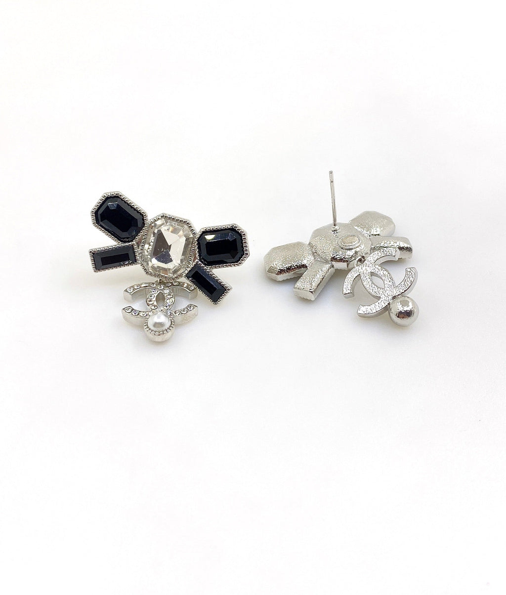 Chanel Bow Tie Crystals 18K Gold Earrings