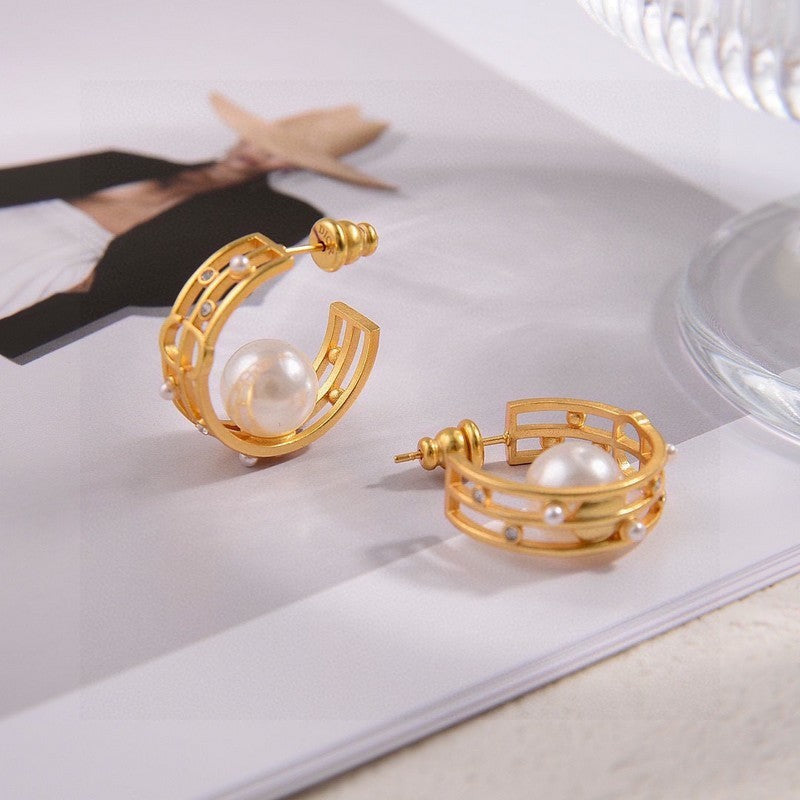 Dior D-Backstage Pearl 18K Gold Earrings