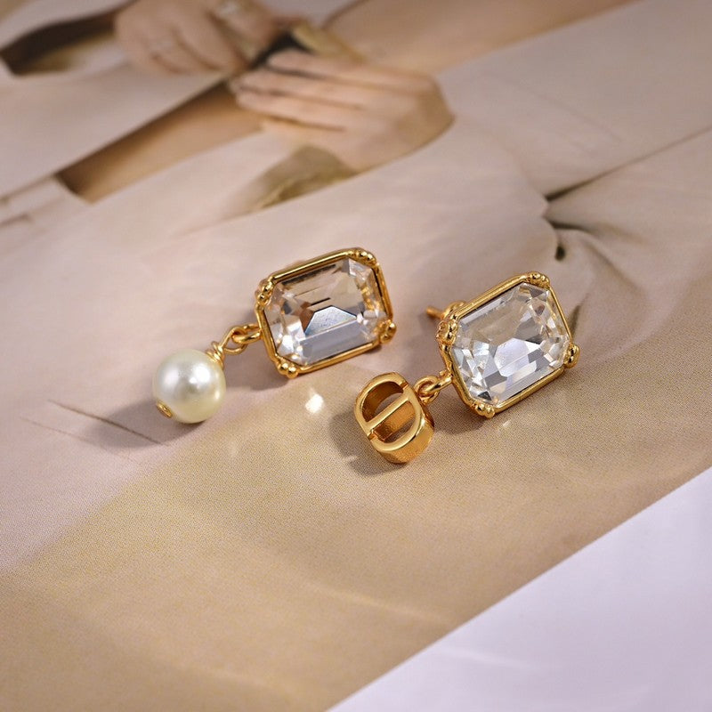 Dior Tribales Pearl Crystal 18K Gold Earrings