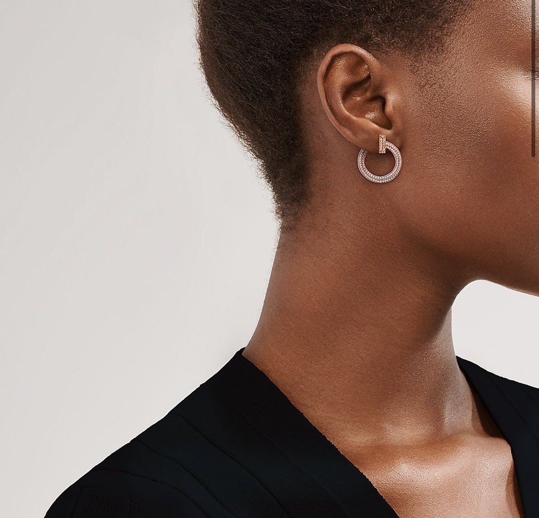 Tiffany T1 Open Hoop 18K Rose Gold Earrings