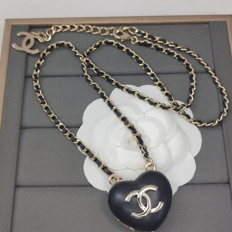 Chanel Black Heart Gold 18K Gold Necklace
