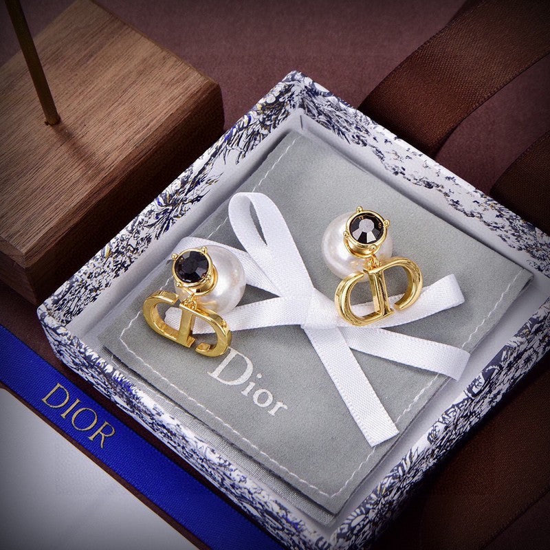 Dior Tribales Black Crystal 18K Gold Earrings
