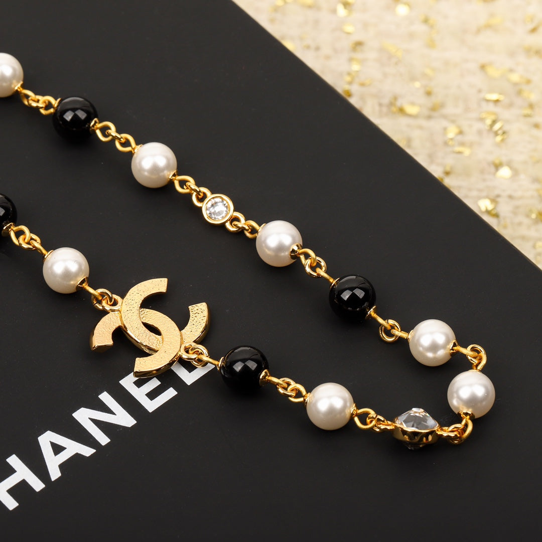 Chanel Black Pearls 18K Gold Necklace