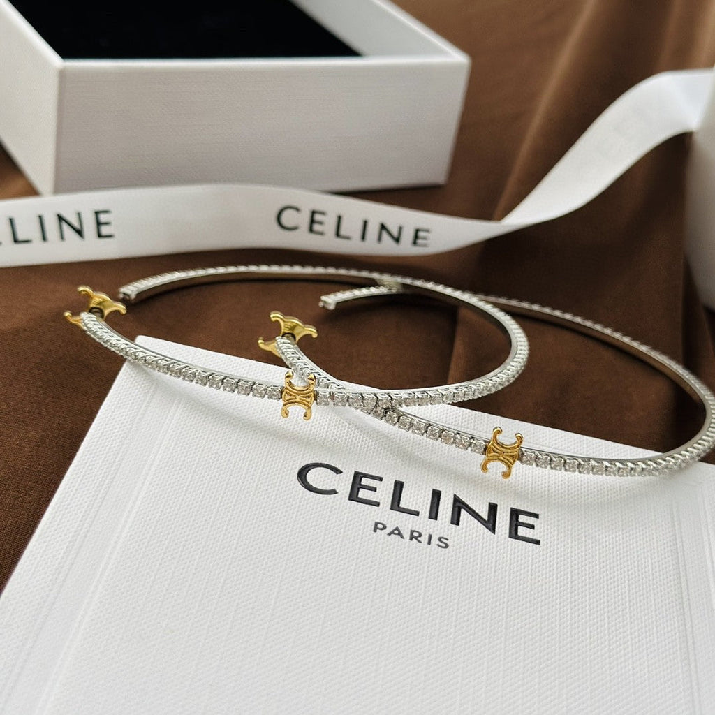Celine Gourmette Crystals 18K Gold Earrings