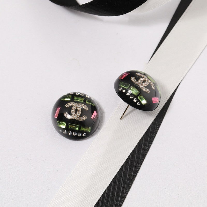 Chanel Black Round 18K Gold Earrings