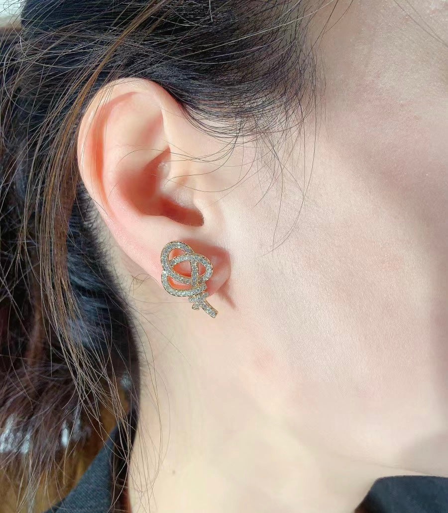 Tiffany Keys Woven Diamond 18K Gold Earrings