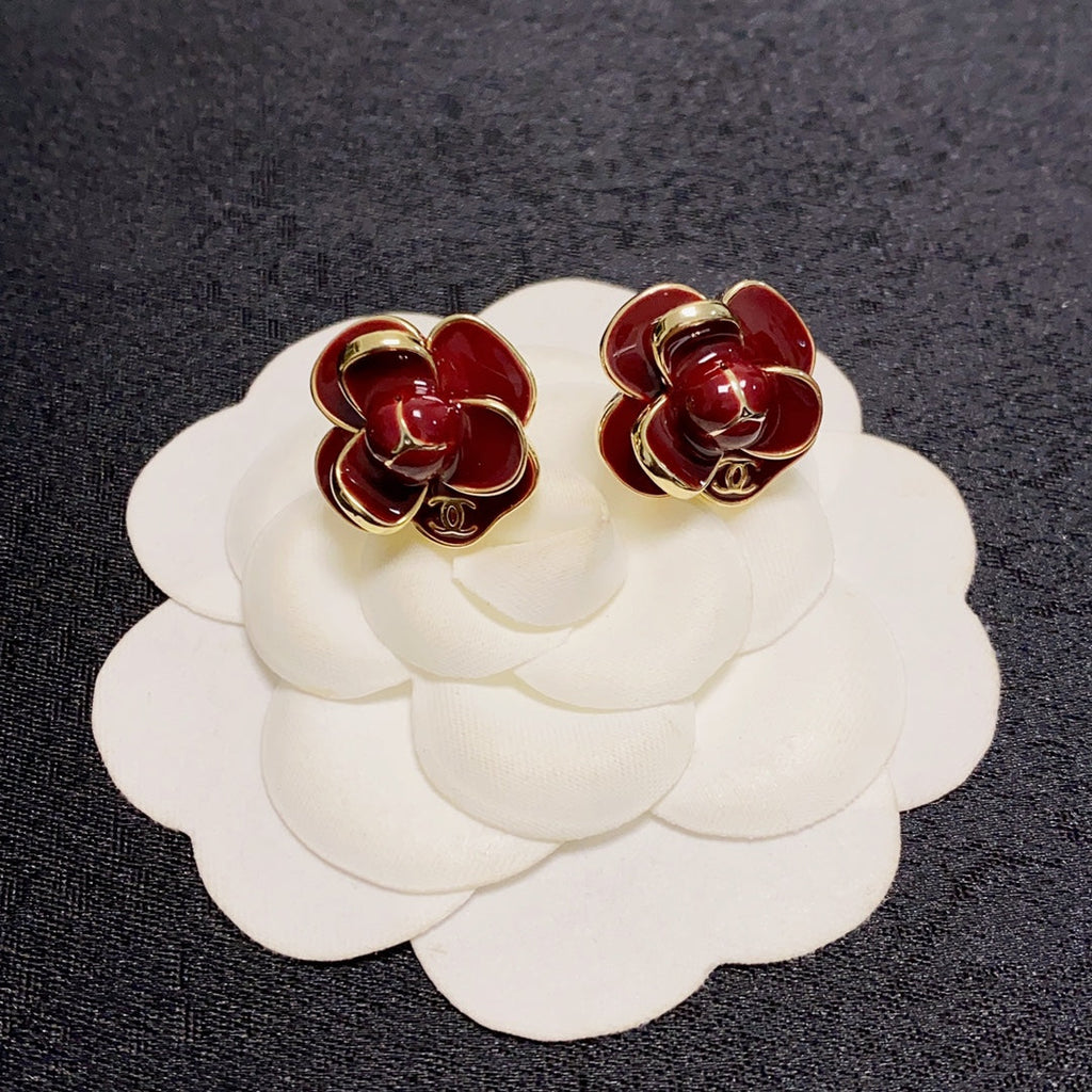 Chanel Camellia 18K Gold Earrings