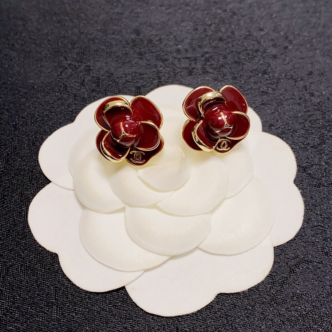 Chanel Camellia 18K Gold Earrings