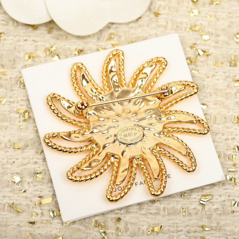 Chanel Sunflower 18K Gold Brooch