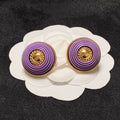 Chanel Purple Resin 18K Gold Earrings