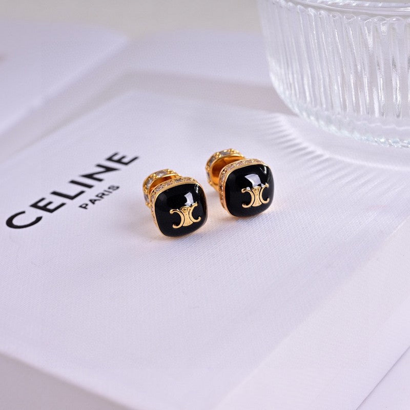 Celine Color Square 18K Gold Earrings